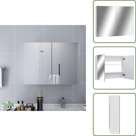 Bad-Spiegelschrank Weiß 80x15x60 cm MDF - Spiegelschrank - Badspiegel - Badezimmermöbel - Wandregal - Aufbewahrung (1/5)