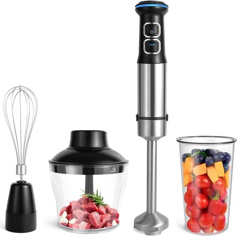 Mixeur Plongeant 1500W, 4 en 1 Mélangeur Plongeant, Mixeur à Main Plongeants avec 21 Vitesses Réglables, Mixeur Plongeur avec Fouet, 600ml Hachoir, 800ml Récipient Doseur (1/5)