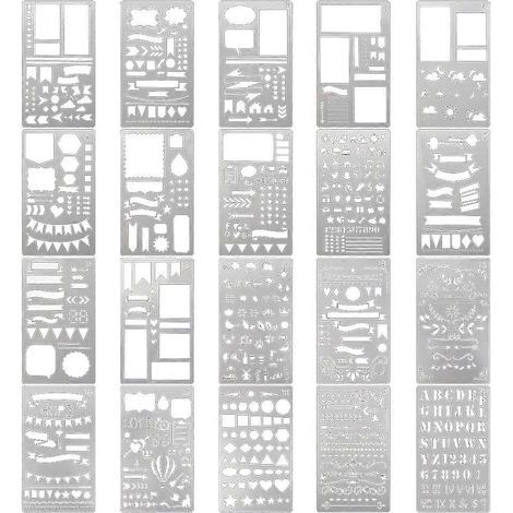 Set mit Schablonen für Junk Journaling, geometrische Formen, Tagebücher, Scrapbooking, Malerei und Dekoration (1 bis 20 Stück) (1/5)