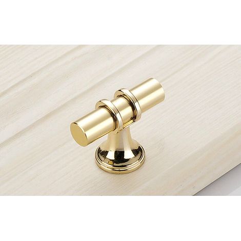 Poignées de meuble en alliage d’aluminium doré, poignées de tiroir coulissant simple et poignées de porte – Lot de 6, longueur 50 mm, finition or brillant