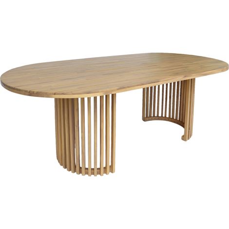 sweeek - Ovaler Gartentisch 220cm aus Akazienholz für 6 Personen