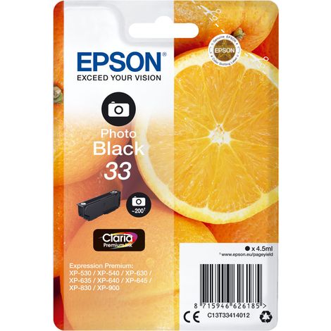 Epson C13T33414012 Druckerpatrone 33 Photo schwarz Claria Premium Ink (C13T33414012)