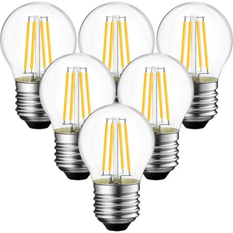 Ampoule, 4W Ampoule LED E27 Filament G45, 470 lumens Equivalente à Ampoule Halogène Vintage 40W, 2700K Blanc Chaud, Non réglable,Lot de 6 (1/5)