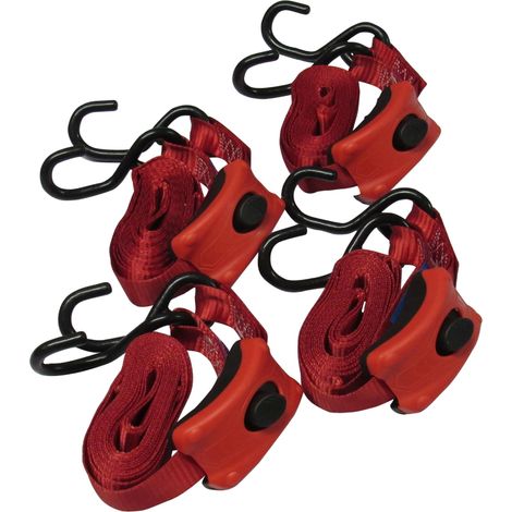 Tie Down Cambuckle Straps 25MM 3M - S Hook Pack of 4 (Enclosed Pre-Threaded Webbing)