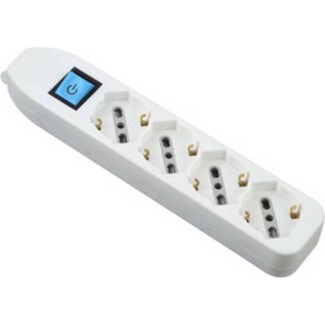 MULTIPRESA 4P BIP/SCHUKO+INTERR  S/CAVO BIANCO FIG.9