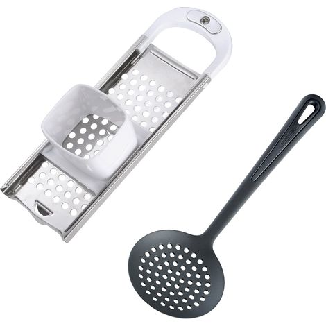 Westmark Set per Spätzle, 2 Pezzi, Taglia Spätzle con Inserto Scorrevole, Knöpfle, + 1 Mestolo, Gentle, Acciaio Inox/ABS/PA, Bianco/Argento/Nero, 611222E6 (1/4)