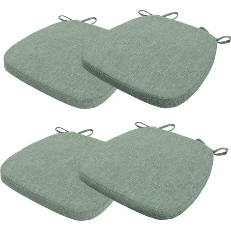 Lot de 4 Coussins de Chaise 40 x 38 x 3 CM,avec Sangles,Coussin de siège détachable antidérapant，Idéal pour la décoration de la Cuisine et du Salon,Vert Onyx