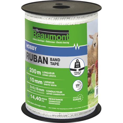 Ruban blanc/vert 10 mm / 200 m HOBBY BEAUMONT