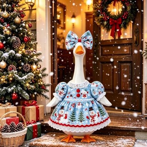 Weihnachtliches Gänsekostüm für die Veranda, 58 cm, winterliches Party-Statue-Kostüm, für Ihre Gartendekoration. (1/5)