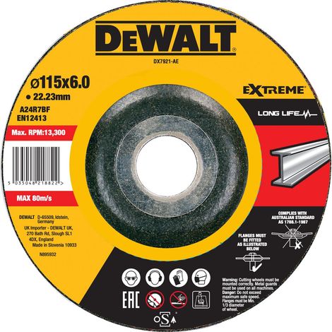 Disco de desbaste cóncavo para metal 115 x 6 x 22.23mm Dewalt DX7921-EA