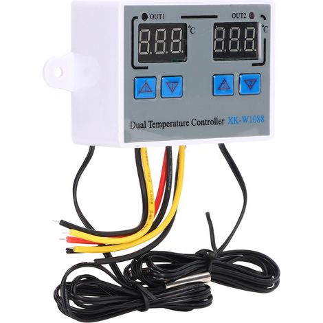 Régulateur de température et hygrométrie double écran chauffage refroidissement thermostat 12V capteur NTC 10K (1/5)