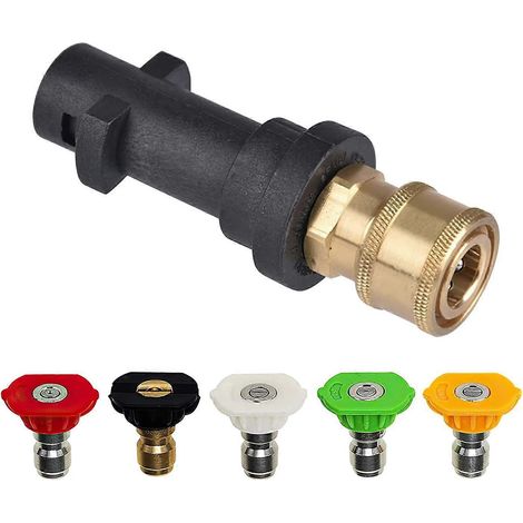 Pressure Washer Adapter for Karcher K2 K3 K4 K5 K6 K7, Karcher Quick Connect Adapter with 5 Power Nozzle Tips Multiple Degrees, 1/4'' 2.5 GPM 3000 (1/5)