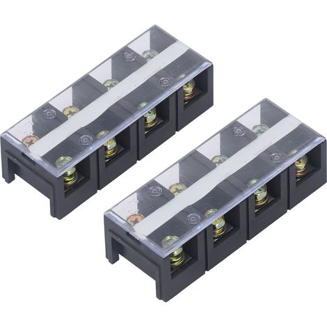 Bornier à vis double rangée haute intensité avec couvercle 600 V 60 A 2 pièces 4 positions (604) (1/5)
