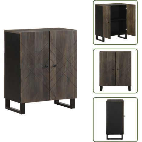 vidaXL Buffet noir 60x33x75 cm bois massif de manguier
