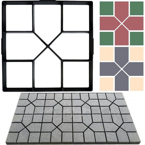 Moule à Béton Pour La Fonte De Plaques De Trottoir Chemin Maker Mould à Pavés Diy 40 X 40 Cm Pour Pavage En Dalles De Ciment Pour Terrasse, Jardin (1/5)