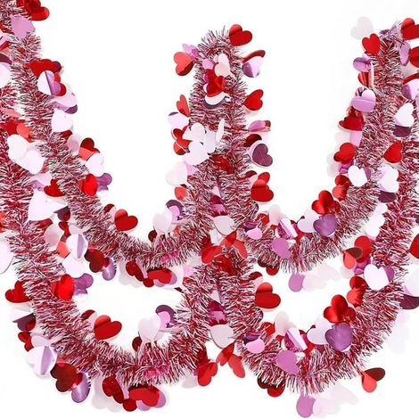 Guirlande Coeur - Guirlande En Lame De PVC Rose Et Rouge - Décoration Pour Jour De La Saint-Valentin - 2 M - Pour Arbre, Cheminée, Bureau, Chambre, Salle De Classe, Fête - Intérieur Extérieur (1/5)