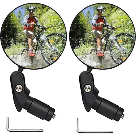 Sollbry 1 paio di specchietti per bicicletta - Regolabili a 360° - Per manubri da 18-22 cm - Specchietti convessi grandangolari per manubrio, specchietti laterali con 2 chiavi - Per biciclette, mounta (1/5)