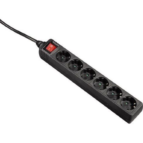 Regleta Hama 6 tomas negra 1.4 m protección infantil