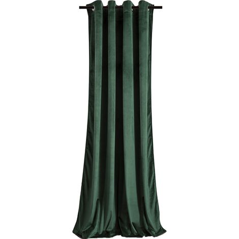 Monmobilierdesign – Rideau occultant en velours vert bouteille 140x250 cm – Bloque la lumière – Œillets de 4 cm – Poids 1,1 kg (1/4)