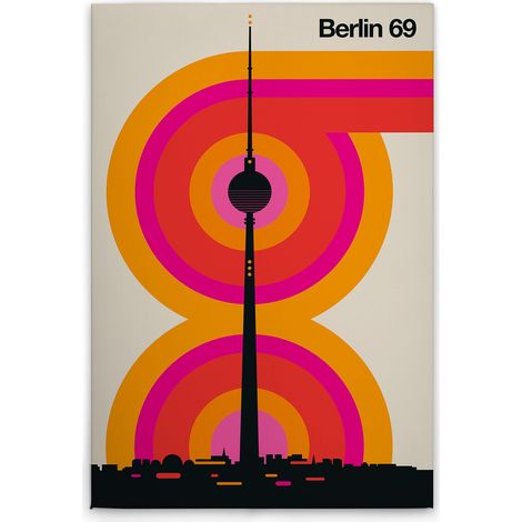 Leinwandbild Retro Berlin M1-No.50809 - Kunstdruck auf Leinwand in Creme Schwarz - Wandbild 30 x 45 cm (1/5)