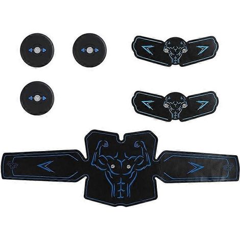 Ceinture abdominale d'électrostimulation bleue, électrostimulateur musculaire, entraînement abdominal, électrostimulation musculaire (1/5)
