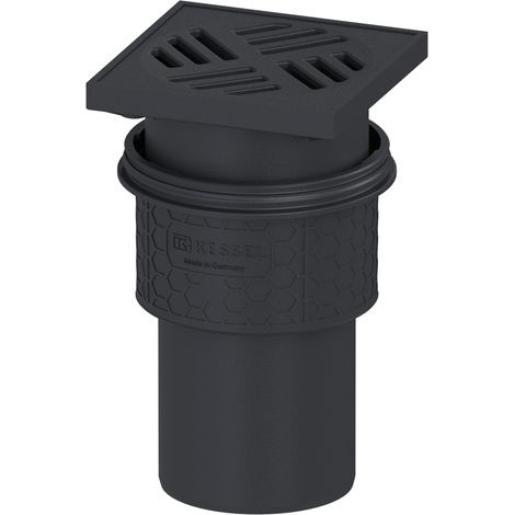 KESSEL-Scarico per cantina Practicus - DN 100, verticale, griglia a fessura nera, 45210.40