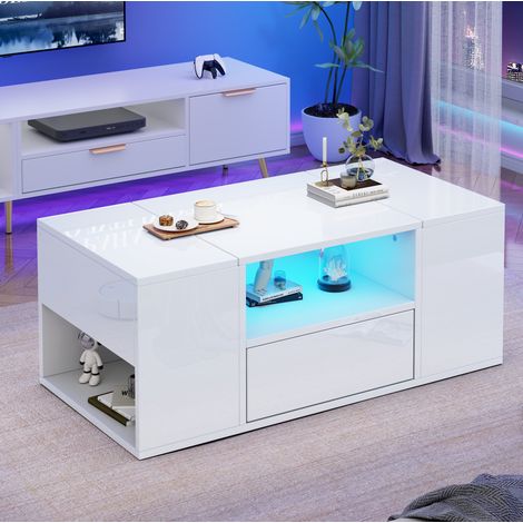 Tavolino fisso 100x50x40 cm in pannelli di legno bianco con contenitore FloraGrace (1/5)
