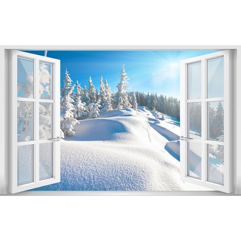 Affiche fenêtre Trace dans La Neige Fraiche- 60x40cm - made in France (1/5)