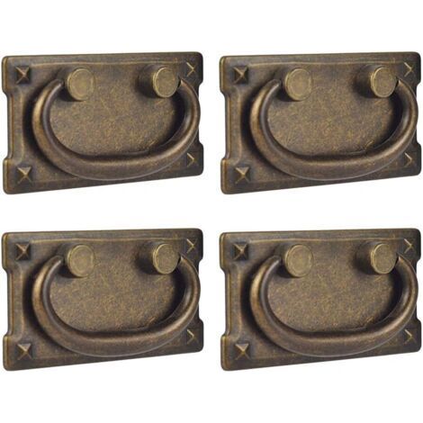 ALLIANDISLot de 4 poignées de porte vintage en bronze vieilli pour porte de placard (1/5)
