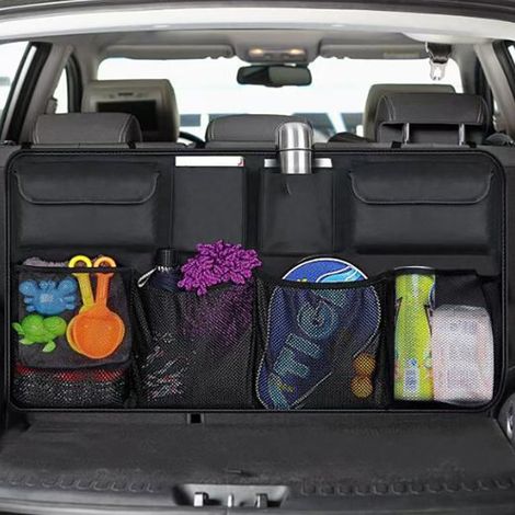 Sac de rangement pour coffre de voiture en tissu Oxford, Organisateur suspendu rabattable pour siège arrière, Pochette universelle de rangement pour dossier de siège arrière (1/5)