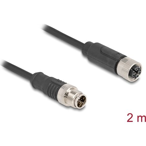 Delock Cable M12 codificado X 8 pin macho a hembra PVC 2 m
