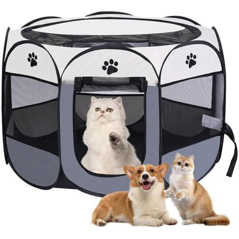 Parc pour chien pliable 73 x 73 x 43 cm – Enclos intérieur en maille épaisse et tissu Oxford 600D – Convient aux petits animaux