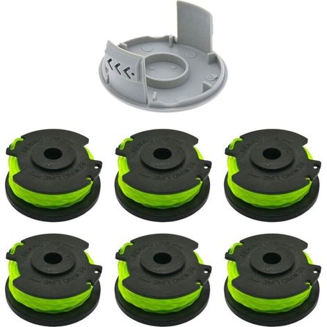 Enowelir Bobine de Remplacement pour Tondeuse Ryobi RAC142 36V Compatible avec RLT36B33 et RY36LT33A-0 Lot de 6 Bobines et 1 Capuchon (1/4)