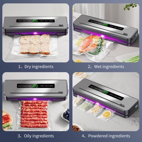 Machine sous vide Alimentaire Avec 5 modes - Coupeur Intégré - 65kPa -10 Sacs - Amovible et lavable - Appareil de Mise Sous Vide (1/5)