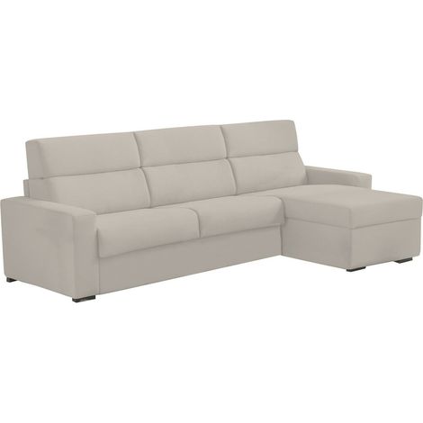 Dmora - Sofa mit Halbinsel Vigonovo, Ecksofa für Wohnzimmer, gepolstert, abnehmbarer Bezug, 100 % Made in Italy-Qualität, 280x160 h100 cm, Beige (1/4)