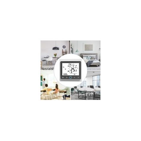 Thermostat d'ambiance intelligent Wifi à deux tuyaux, contrôleur de température numérique programmable pour climatiseur (BAC002ALW, blanc)