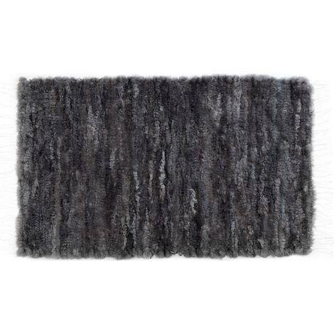 Alfombra tejida de piel de oveja, gris ceniza, tamaño 60 x 100 (1/5)