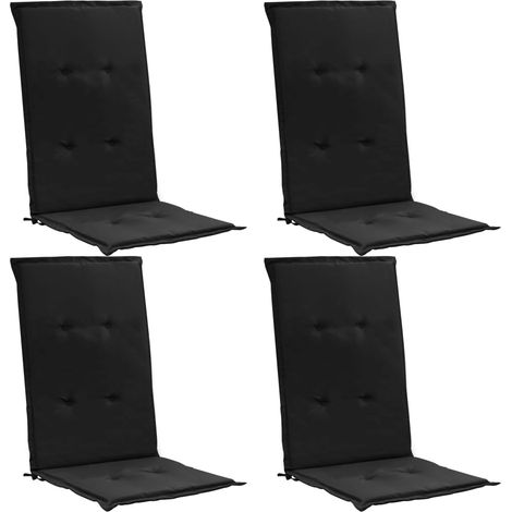 set 4 cuscini per sedia da giardino 100% poliestere impermeabile nero 120x50x3 cm DEC021667