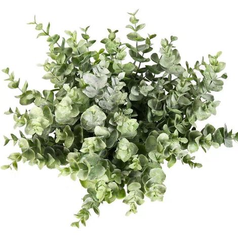 Ensemble de 4 branches d'eucalyptus artificielles argentées pour mariages et décoration intérieure (vertes) (1/5)