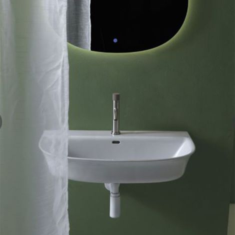 Lavabo d'Appoggio o Sospeso 80x48x15 cm - FLUT - Rettangolare in Ceramica Bianco Lucido - Monoforo (1/4)