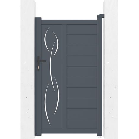 Casanoov – Portillon aluminium 100x180cm gris anthracite – Semi-ajouré – Montage facile – Pour entrée jardin moderne (1/5)