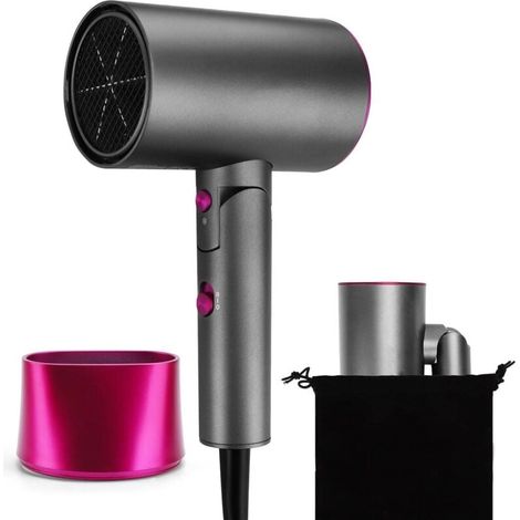 Ulisem 2100W Designer-Haartrockner. 2 Geschwindigkeiten, 3 Temperaturen + Kaltstufe. Klappbarer Griff, ideal für Reisen und Fitnessstudio. Grau und Pink (1/2)