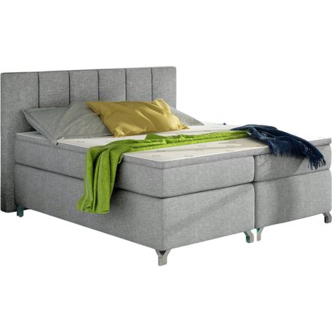 Lit boxspring 160x200 tissu gris clair Balfor (1/4)