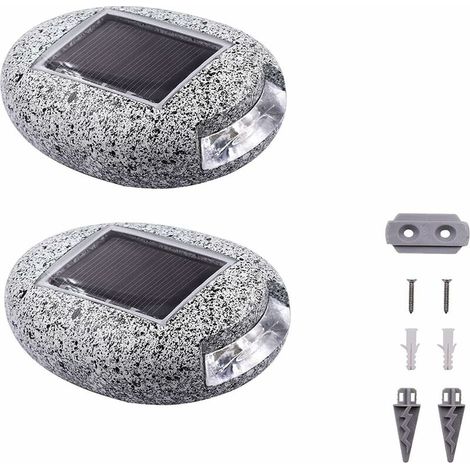 Lampe en pierre de Simulation solaire projecteur décoratif de pelouse de jardin extérieur réverbère solaire étanche,2PCS (1/5)