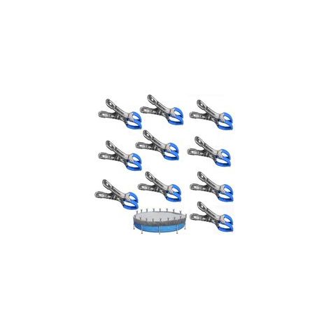 Lot de 10 Pinces en métal pour Piscine Hors Sol - Pince Bache Piscine avec Forte Force de Serrage, Pince à Ressort pour bache Sol Piscine, Clips Volet Piscine, Protection Contre Le Vent.