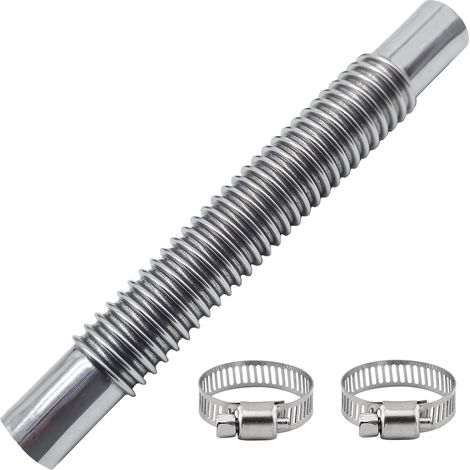 Tuyau d'échappement pour générateur - 22,5 cm - Tuyau d'échappement pour chauffage auxiliaire - En acier inoxydable - Avec deux colliers de serrage en acier inoxydable - Pour chauffage (1/5)