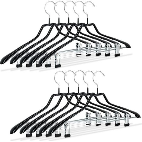Cintres pour costumes lot de 10 Revêtement antidérapant en PVC noir Longueur 42 cm Pour vestes et jupes de tailleur (1/5)