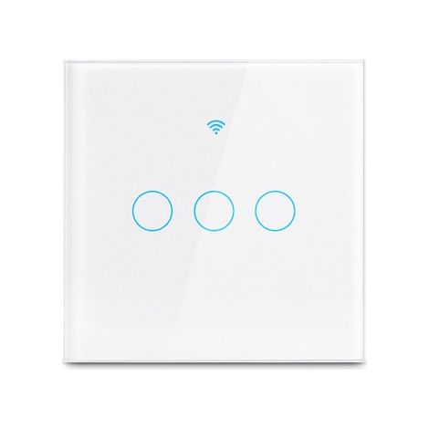 Interrupteur intelligent CHIGOODS, tactile, 3F, verre trempé, RF 433 MHz, Tuya Smart Life, compatible avec Amazon Alexa/Google Assistant, LED, Wi-Fi 2,4 GHz, blanc (1/5)