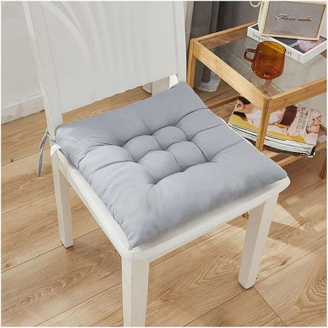 Ulisem Coussin de Chaise,40 x 40 cm, avec Sangles,Coussin d'Assise Intérieur et Extérieur Oreiller Carré 5cm Epais pour Maison Salle à Manger Voiture Auto Multicolore-Gris argenté 40x40x5cm(15.7x15.7x (1/4)