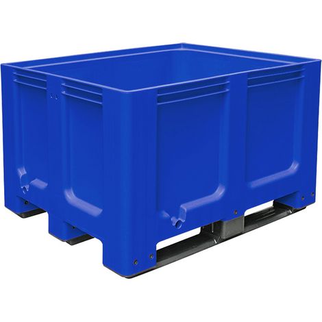 BRB Palettenbox mit 3 Kufen, LxBxH 1200x1x760 mm, geschlossen, blau, PE-HD, lebensmittelecht (1/2)